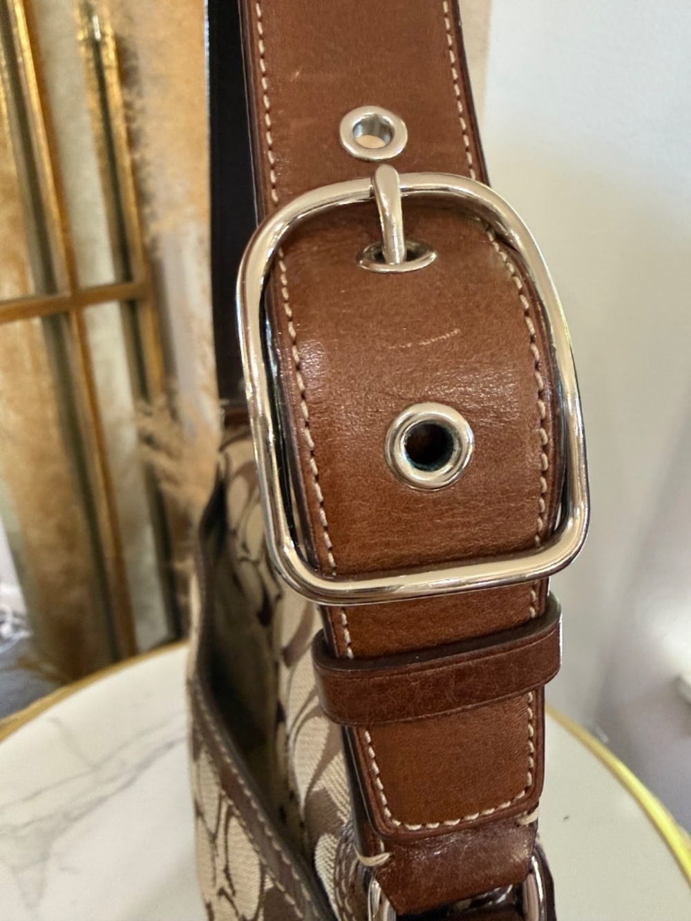 Coach Vintage Y2K Signature Brown Canvas & Leather Flap Turn-loch Shoulder Bag - Picture 9 of 14
